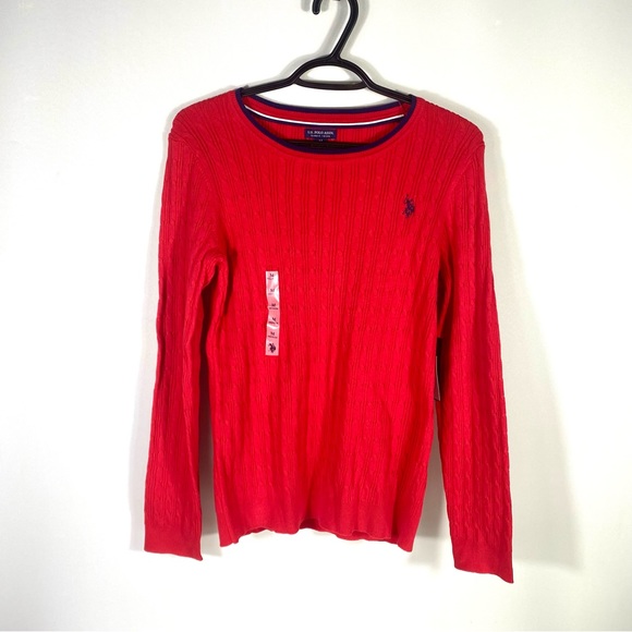 U.S. Polo Assn. Sof Cable Crew Neck Pullover Sweater Red Size M - Picture 1 of 10